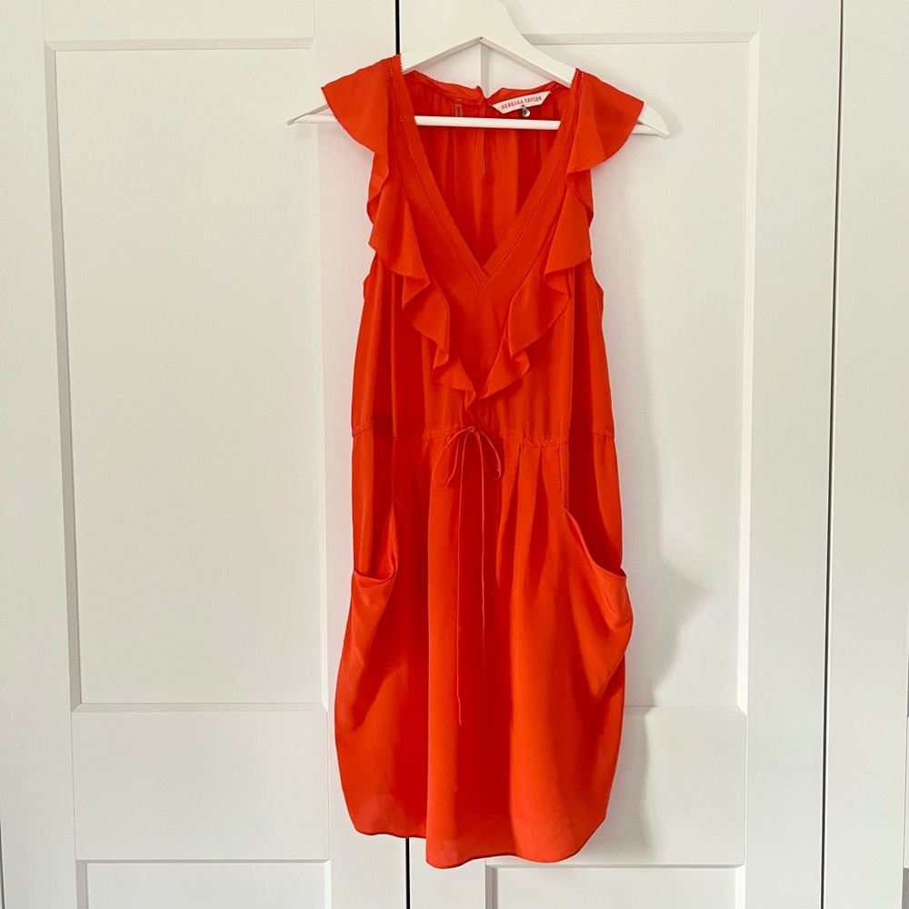 Rebecca Taylor orange vacation/summer silk dress sz 4
